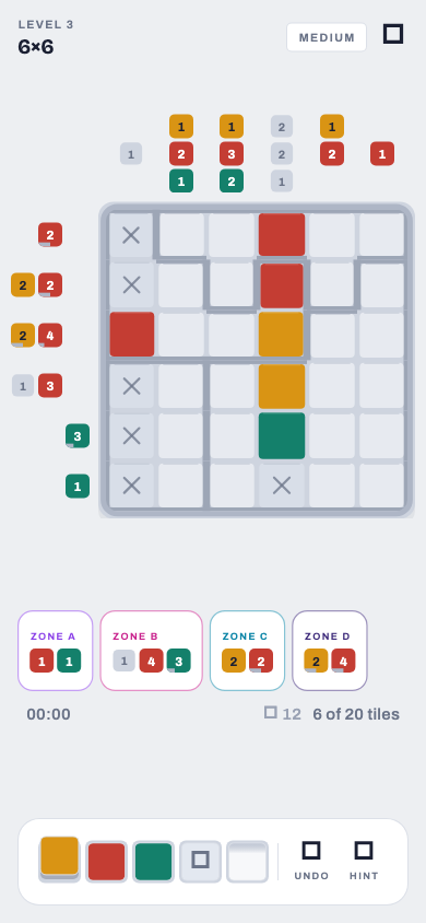 Row, column, and zone clues